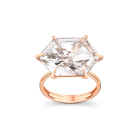 Anel Hexagonal com Quartzo Murion em Ouro Rosé 18k