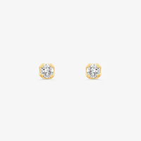 Brinco Infantil com 9 Pontos de Diamantes em Ouro Amarelo 18k