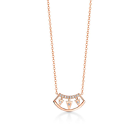 Colar Triângulos com Topázio em Prata 925 com Banho Ouro Rosé 18k