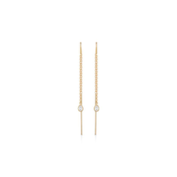 Brinco Longo Cravejado em Prata 925 com Banho de Ouro Amarelo 18k