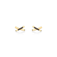 Brinco Cruzado com Espinélio em Prata 925 com Banho de Ouro Amarelo 18k