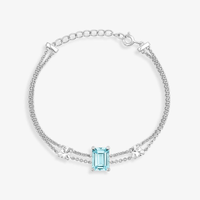 Pulseira Maleável com Safira e Topázio Azul em Prata 925 - 17cm