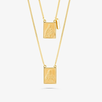 Colar Escapulário N Senhora Carmo/Sagrado Coração Jesus em Prata 925 com banho de Ouro Amarelo 18k