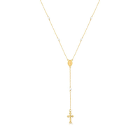 Colar Terço Medalha Milagrosa com Pérolas em Ouro Amarelo 18k