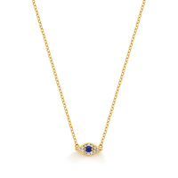 Colar Olho Grego Cravejado em Prata 925 com Banho de Ouro Amarelo 18k