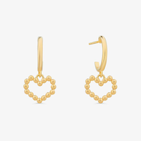 Argola Coração em Prata 925 com Banho de Ouro Amarelo 18K