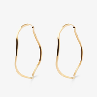 Brinco Argola Torcida Fio Quadrado em Ouro Amarelo 18k - 37mm