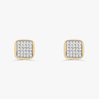 Brinco Stud com Pavê de Diamantes em Ouro Amarelo 18k
