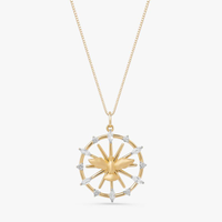 Pingente Sagrado Coração com Topázio Incolor em Ouro Amarelo 18k