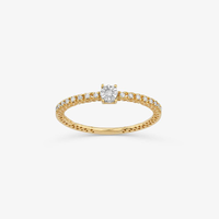 Anel Solitario com 12 Pontos de Diamantes em Ouro Amarelo 18k