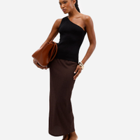 Saia midi feminina texturizada marrom