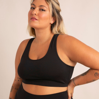 Top plus size esportivo nadador sem bojo preto