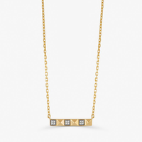 Colar Barra Spikes com Topázio em Prata 925 com Banho de Ouro Amarelo 18k