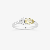 Anel com Quartzo Lemon e Safira em Prata 925