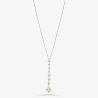 Colar Maxi Vertical com Quartzo Lemon e Safira em Prata 925