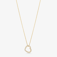 Colar Coração Cravejado em Prata 925 com Banho de Ouro Amarelo 18k