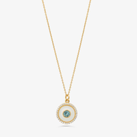 Colar Olho Grego Cravejado e Esmaltado em Prata 925 com Banho de Ouro Amarelo 18k