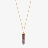 Colar com Ametista em Prata 925 com Banho de Ouro Amarelo 18k