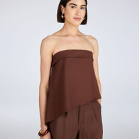 Blusa sem alça feminina com viscose assimétrica marrom