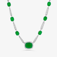 Colar Articulado com Quartzo Verde e Diamantes em Ouro Branco 18k - 47.5cm