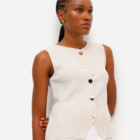 Colete feminino de tricot texturizado bege