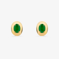 Brinco Stud com Quartzo Verde em Prata com Banho de Ouro Amarelo 18K