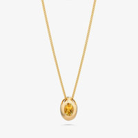 Colar com Citrino em Prata com Banho de Ouro Amarelo 18K