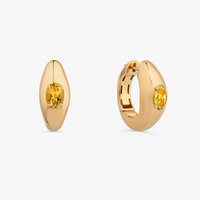 Brinco Argola com Citrino em Prata com Banho de Ouro Amarelo 18K