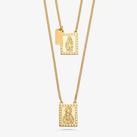 Colar Escapulário N Senhora Carmo/Sagrado Coração Jesus em Prata 925 com banho de Ouro Amarelo 18k