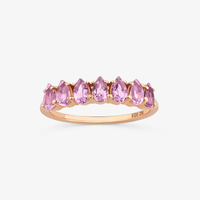 Anel Aparador Ametista com Rose de France e Iolita em Prata 925 com Banho de Ouro Rosé 18k