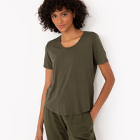 Blusa básica manga curta verde militar - verde militar
