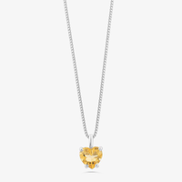 Pingente Coração de Citrino em Ouro Branco 18k