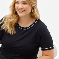 Blusa feminina de viscose manga curta plus size preta