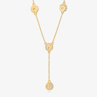 Colar Gravata Fases da Lua Cravejado em Prata 925 com Banho de Ouro Amarelo 18k