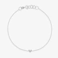 Pulseira Coração com Diamante em Ouro Branco 18k - 18 cm