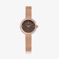 Relógio Monte Carlo Feminino em Aço Prateado com Mostrador Marrom e 36 Cristais Swarovski