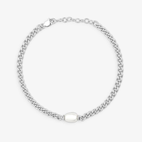 Pulseira Corrente Longo com Pérola em Prata 925 - 18 cm