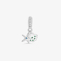Charm Concha e Estrela do Mar Cravejado em Prata 925
