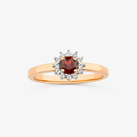 Anel Floral com Topázio e Granada em Prata 925 com Banho de Ouro Rose 18k