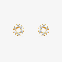Brinco Infantil com 5 Pts de Diamantes em Ouro Amarelo 18k