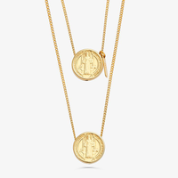 Colar Escapulário São Bento em Prata 925 com banho de Ouro amarelo 18k