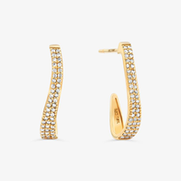Brinco Curvas Argola com Diamante em Ouro Amarelo 18k