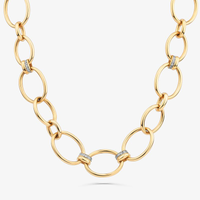 Colar Argolas Ovais com Topázio em Prata 925 com Banho de Ouro Amarelo 18k