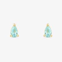Brinco Gota Azul Cravejada em Prata 925 com Banho de Ouro Amarelo 18k