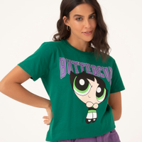 Camiseta de algodão manga curta docinho verde escuro