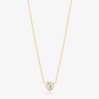 Colar Coração Cravejado em Prata 925 com Banho de Ouro Amarelo 18k