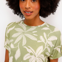 Blusa feminina de viscose manga curta floral verde