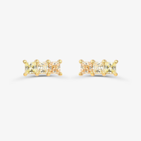 Brinco Longo Cravejado em Prata 925 com Banho de Ouro Amarelo 18k