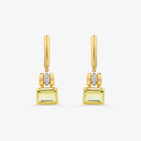 Brinco Argola com Diamante e Quartzo Green Gold em Ouro Amarelo 18k