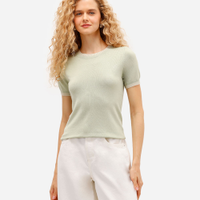 Blusa feminina de tricot manga curta verde